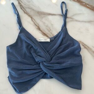 Blue, cropped twist tank top. Mustard Seed brand from Madida boutique